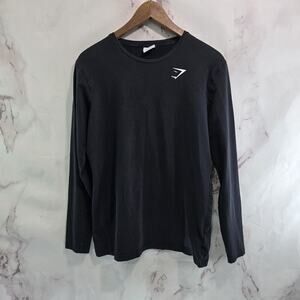 Gymshark T Shirt Mens Small Black Pullover Long Sleeve Crew Critical 2.0
